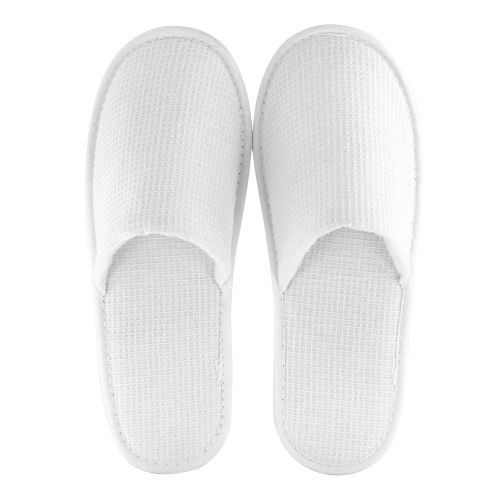 Pantufla con Hilado de Cuadrícula, Talle Unisex, Blanco